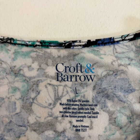 Croft & Barrow Tank Top Women's Large Blue Floral Sleeveless Round Neck Printed - Picture 6 of 7